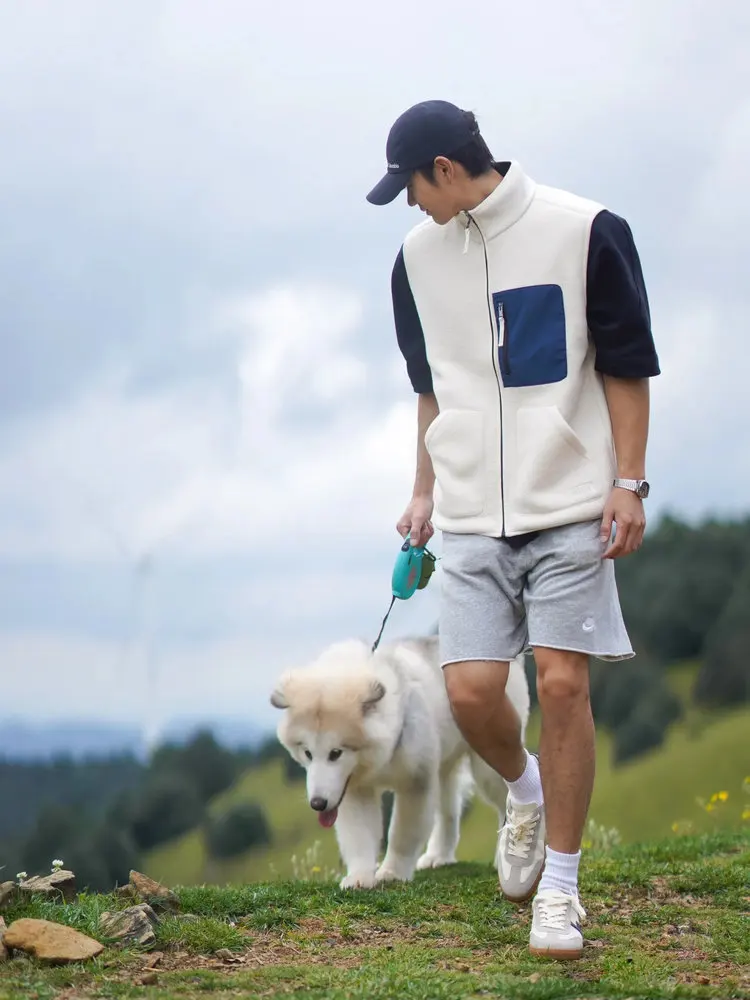 

Double-Sided Fce High-End Windproof Stand Collar Vest for Men Autumn Winter Faion Urban Sle Stand Fit Zipper Closure