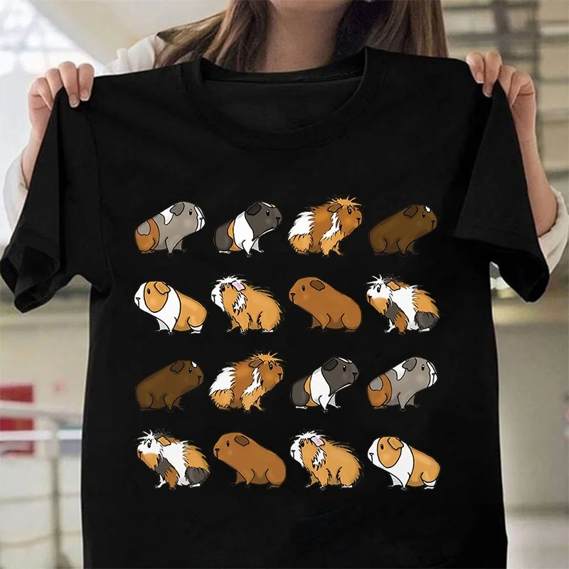 Hot Guinea Pig Print T Shirt Fans Summer Casual Short Sleeve Tee Cute Loose T Shirts