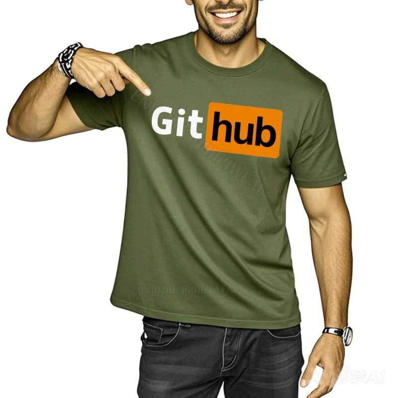 للجنسين تي شيرت الشارع الشهير المتضخم التي شيرت Github شعار على التي شيرت لينة طاقم الرقبة تي شيرت المألوف الكبار الأساسية تي شيرت