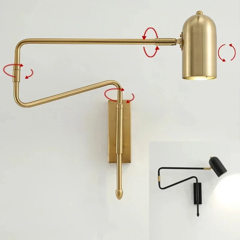 Modern LED Long Arm Wall Lamps Touch Sensor Switch Bedside Adjustable Wall Lights Household Decor Sconce Lights Drop Shipping