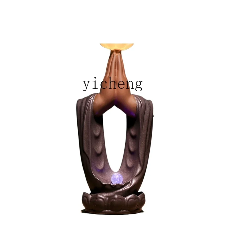 

XL Creative Buddha's-Hand Lotus Ceramic Antique Shelf Wine Cabinet Large Night Light Decoration