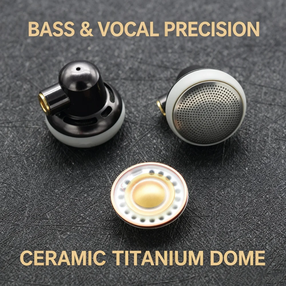FENGRU CZ32 Pro Ceramic Titanium Alloy PU Composite Film 32 150 300 ohm High Impedance Flat Head Earbuds  Detachable MMCX