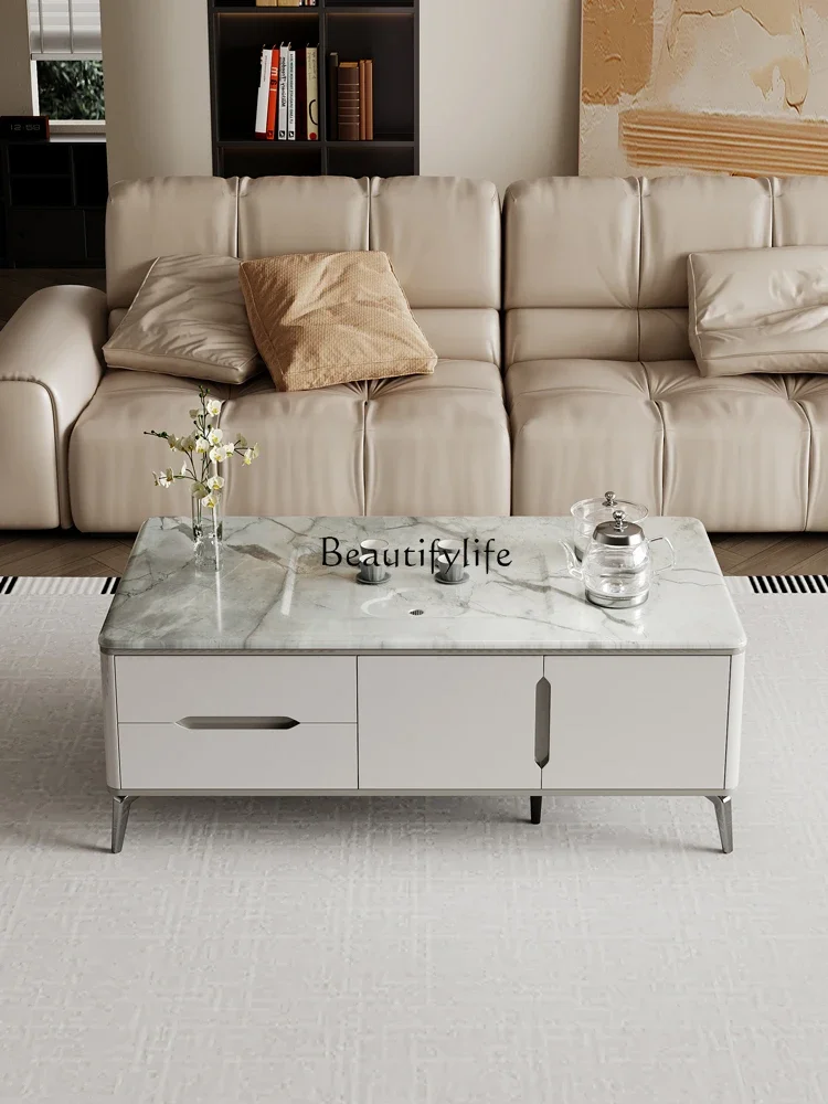 

x4 Italian super crystal stone coffee table small apartment marble light luxury kung fu tea table living room home