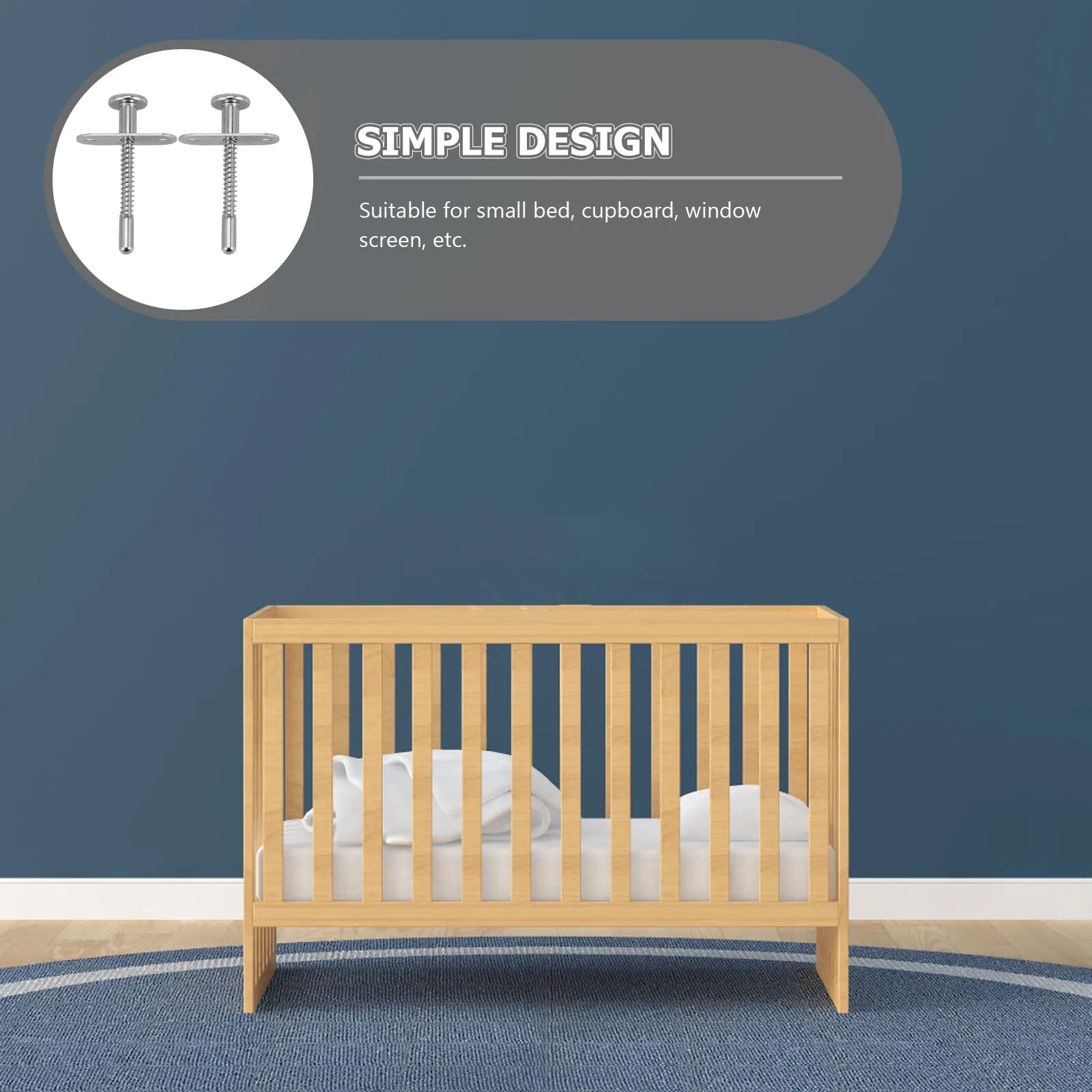 2pcs Spring Latch Cot Parts Baby Crib Plunger Loaded Metal Cotter Adjusting Lever Bed Fastening Durable Hardware Spring Pin