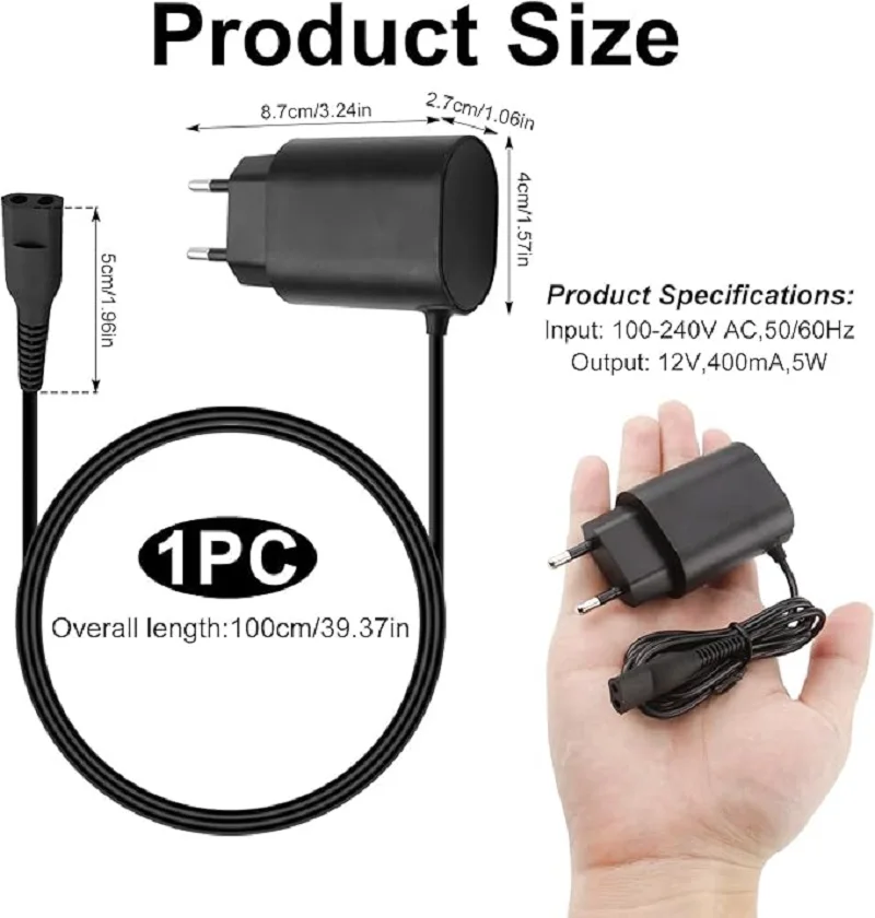 For Braun Ser New Ies S3 S5 S7 S8 S9 Electric Shaver Charger Adapter Easy Install EU Plug12V 0.4A Replacement Shaving Charger  ﻿