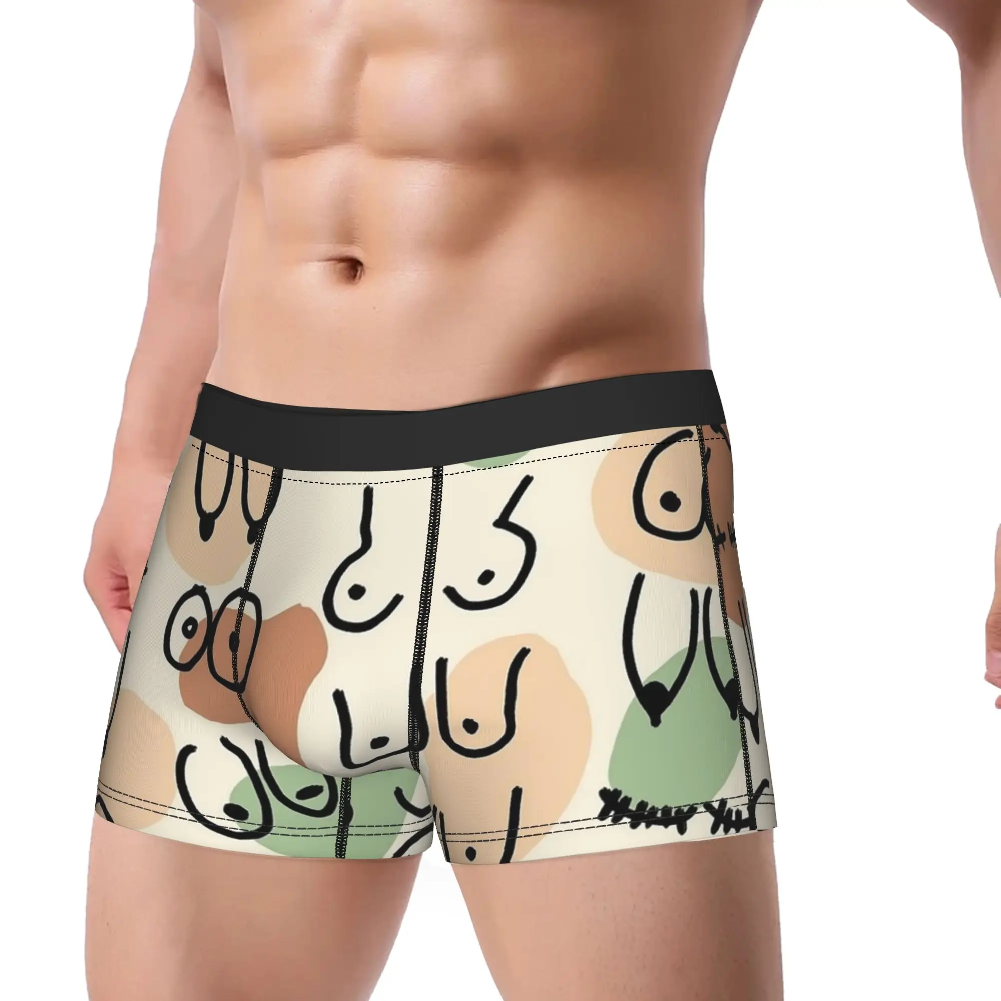 Midcentury Boobs Abstract Underwear  Breathable Panties Custom Shorts Briefs For Male 3D Pouch Oversize Boxer Shorts