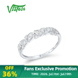 VISTOSO Gold Ring Genuine 14K 585 White Gold For Women Sparkling Diamond Band Ring Simple Style Daily Wear Gift Fine Jewelry