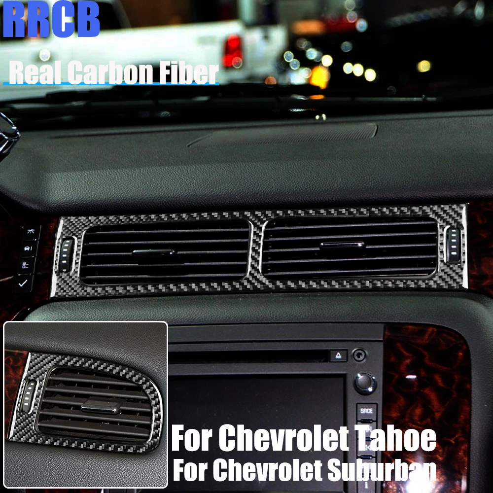 

Real Carbon Fiber Car Accessories Dashboard Air Vent Decorative Trim Soft Cover Sticker For Chevrolet Tahoe/Suburban 2007-2014