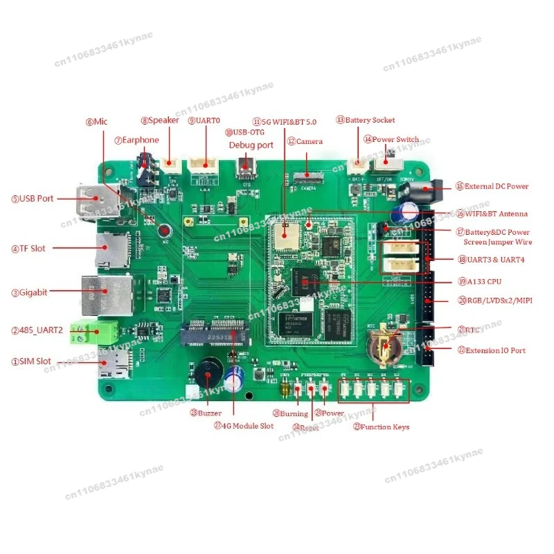 Suitable for HelperBoard A133 Cost-effective Development Board Quad-core 1.6GHz Android 10 Main Board and LCD Controller Board