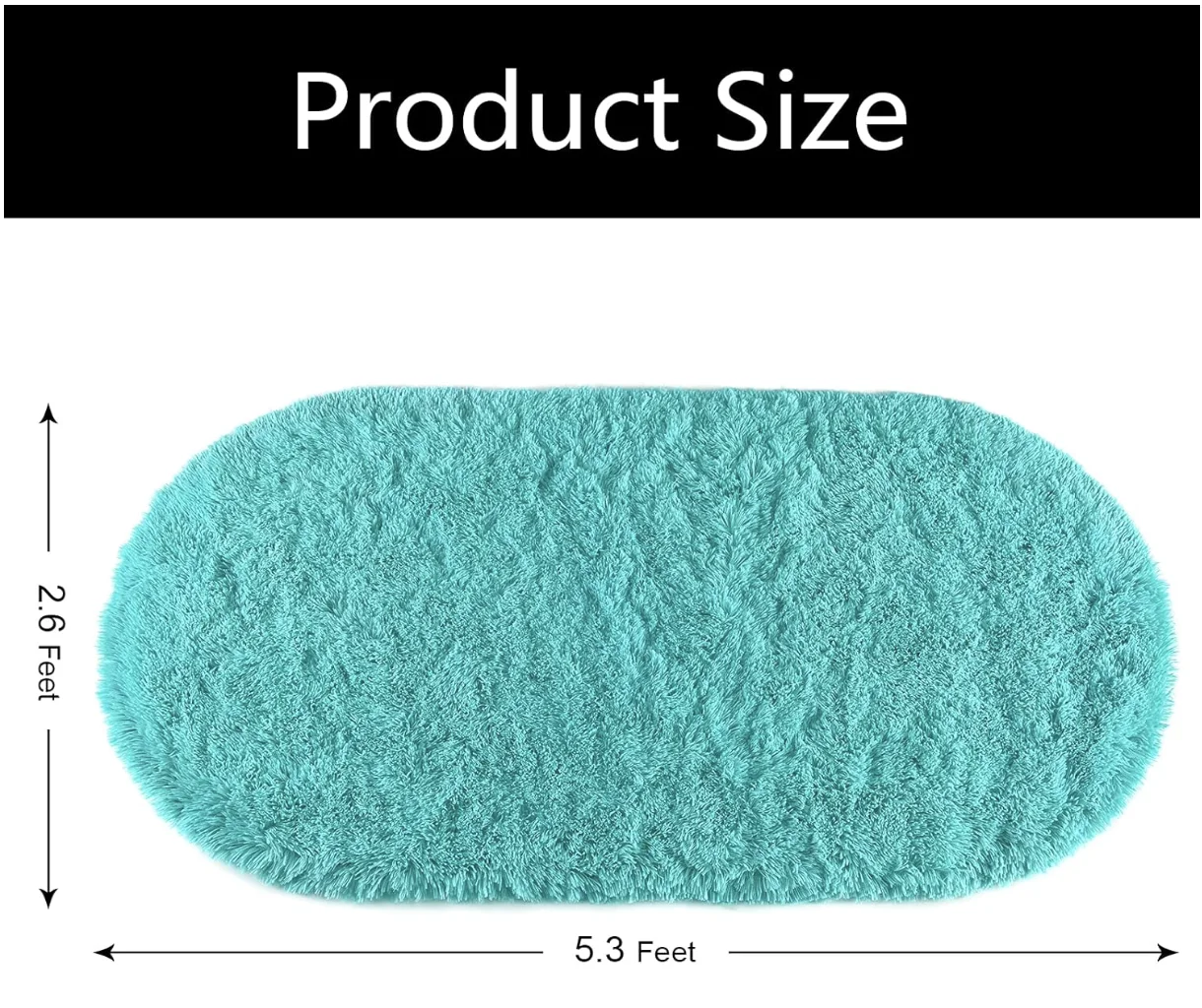 Fluffy Rugs for Bedroom, Shag Cute Area Rug for Girls/Boys and Kids Baby Room Home Decor, 2.6 x 5.3 Feet Oval Indoor Carpet