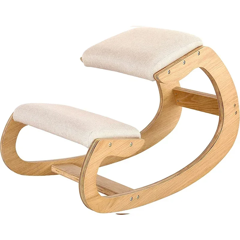 Ergonomic Rocking Wooden Kneeling Chair Stool Correct Posture Computer Chair Original Home Office Furniture Thick Cushion