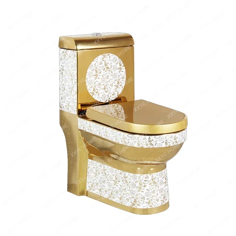 

European-Style Gold Toilet Bowl Luxury Siphon Toilet Home golden toilet vaso sanitario banheiro wc toilet مرحاض