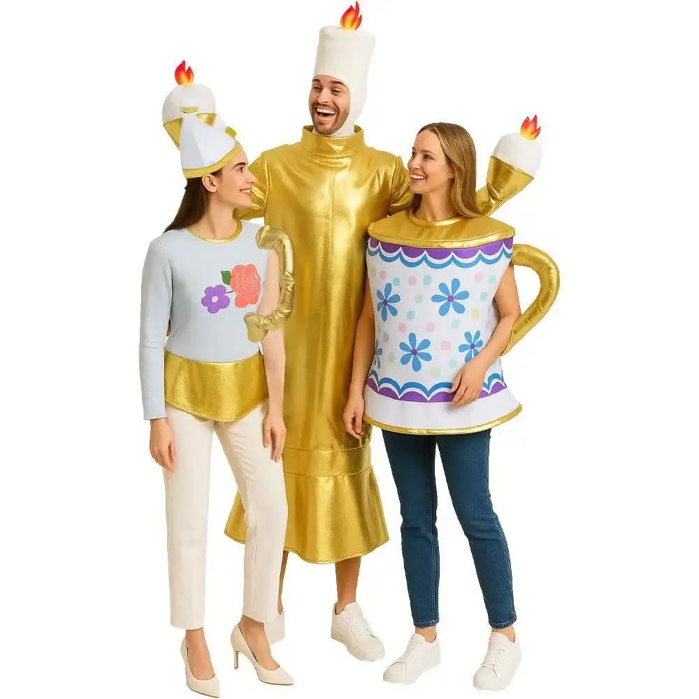 

Novelty Candlelight Dinner Theme Cosplay Costume Men Women Halloween Christmas Tableware Props Clothing Festive Hotel Decor Gift