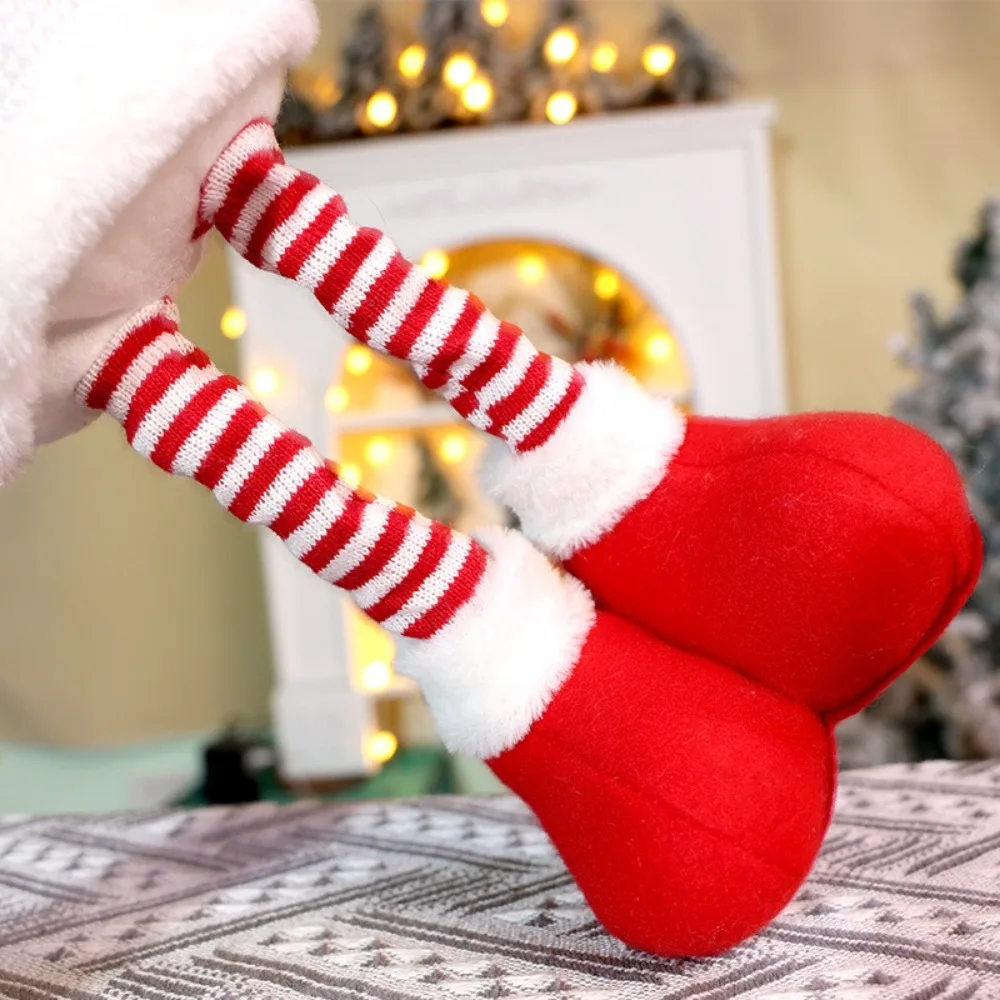 

Knitted Style Christmas Telescopic Doll Santa Claus Red Christmas Doll Ornament Home Ornaments Standing Posture