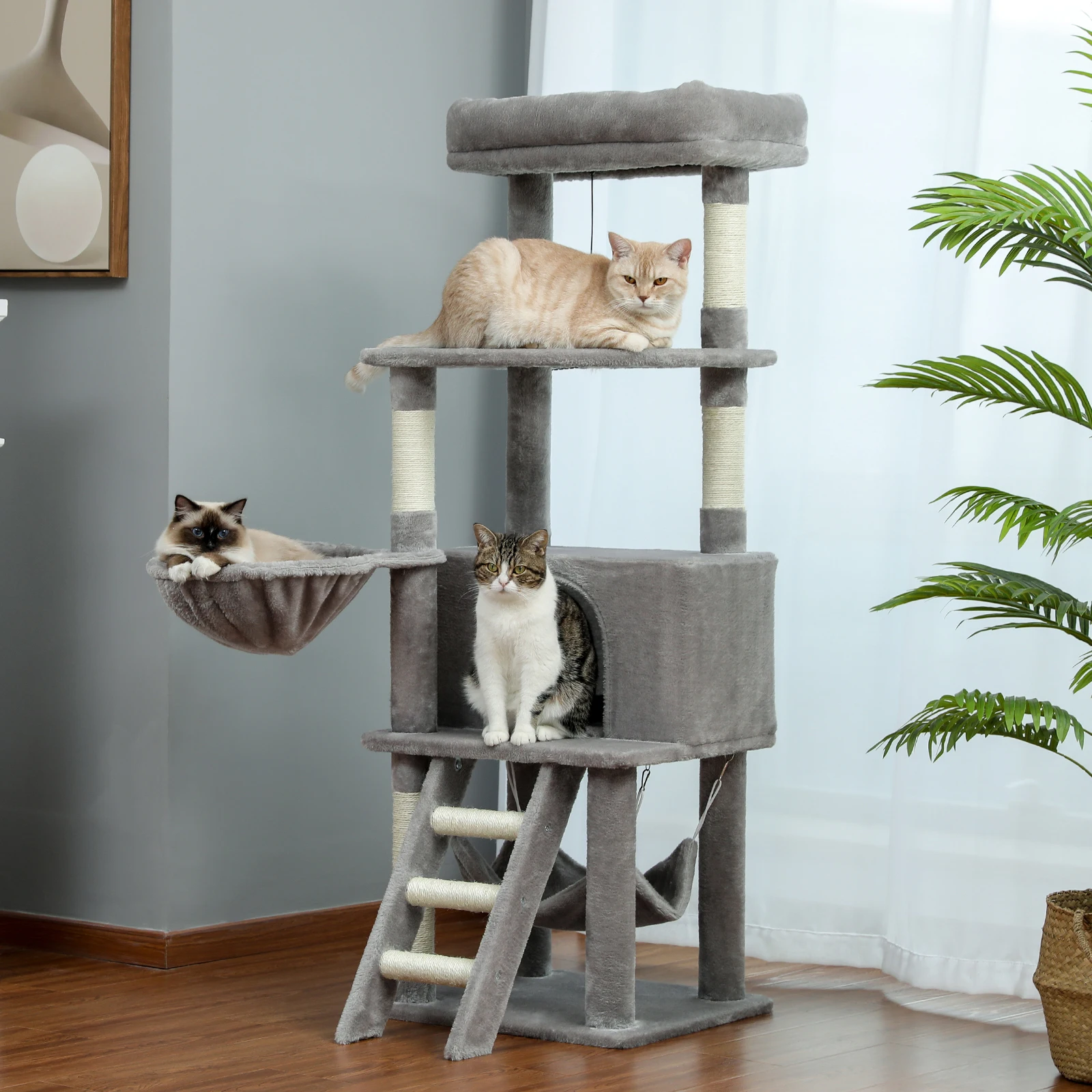 Cat Tree Large Cat Tower with Scratching Posts Multilayer Cat Tower with Hammocks Condo