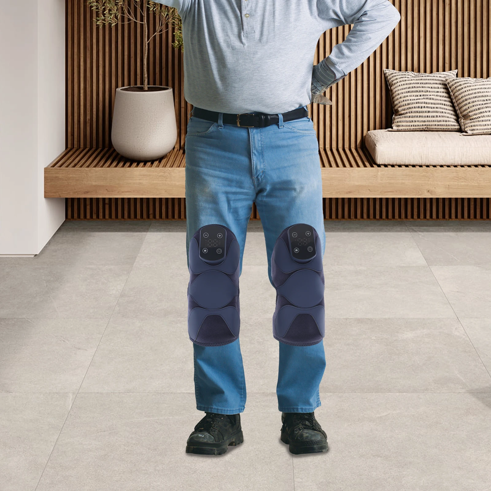 Massage Knee Pads, Portable Knee Massager, Heating and Vibrating Knee Massager with Digital Display Screen for Pain Relief