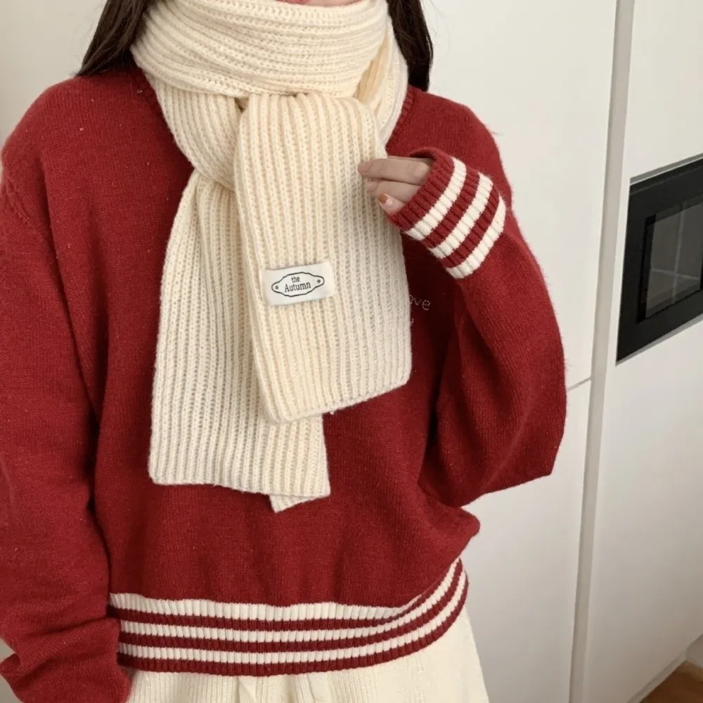 

Винтажный однотонный женский вязаный шарф, утепленные ветрозащитные длинные шарфы, мягкий чехол для шеи, термотеплитель для шеи