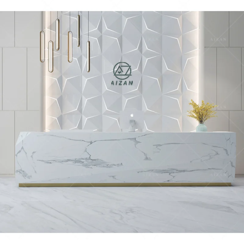 مخصص. مكتب استقبال رخامي بحجم مخصص مكتب استقبال مخصص عالي الجودة لمتجر الشركة