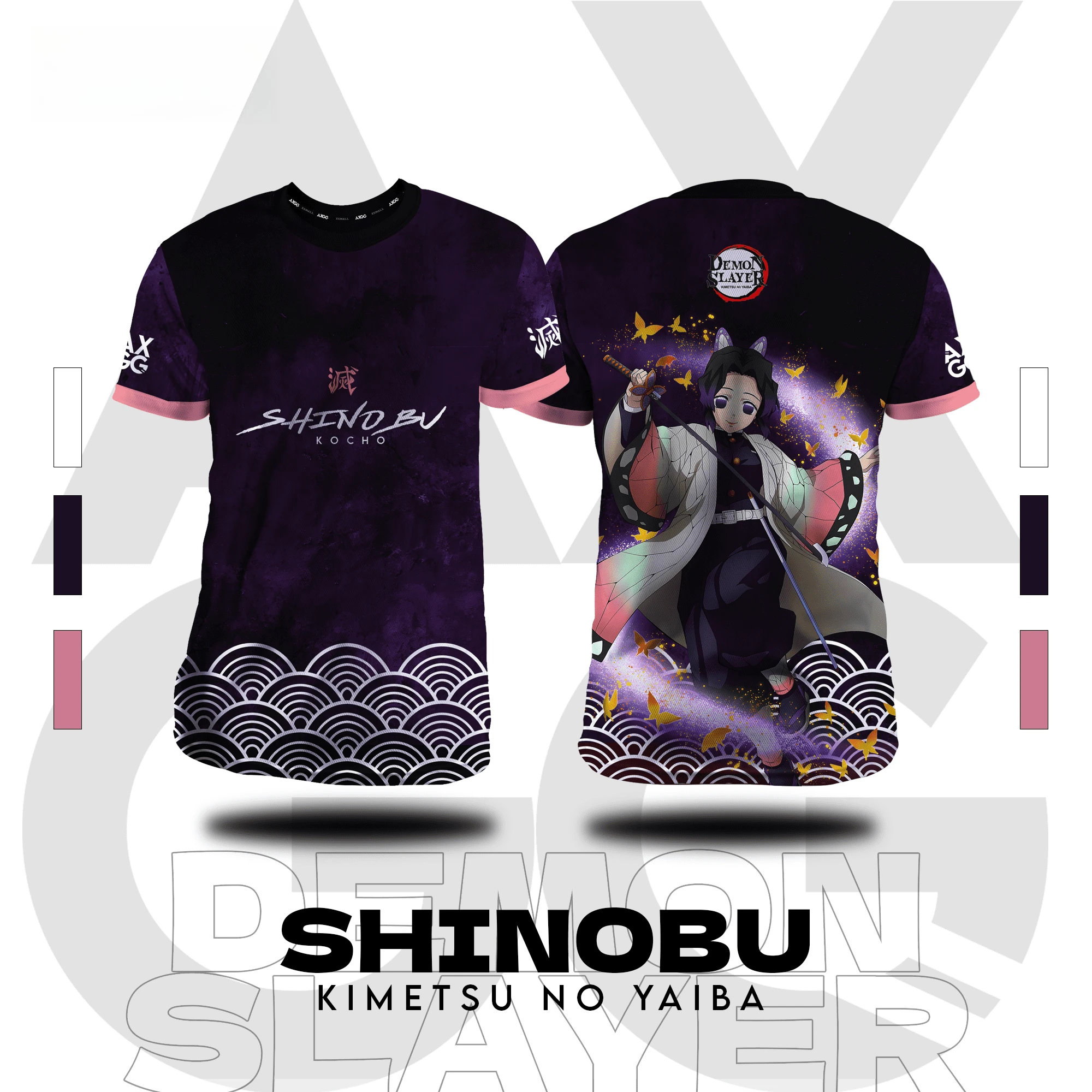 Demon Slayer Shinobu Kocho Anime Herren/Damen T-Shirts 2026 Neue Sommermode Lässiges Rundhals-Oberteil Kurzarm-T-Shirt Herren Kinder Y2k