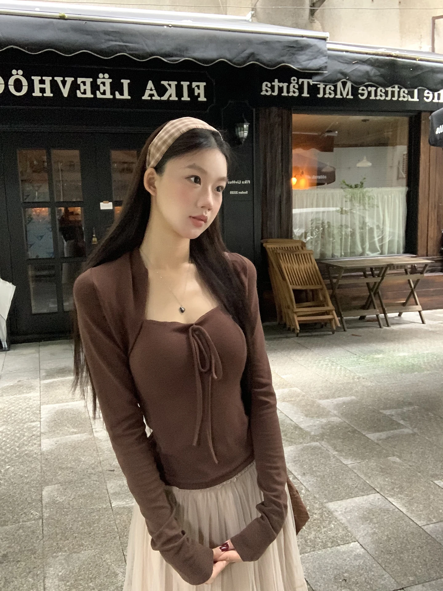 Herbst Winter Damen Lange Sve Gestrickte Basis Irt Inner Wear Einzigartige Sle Kaffee Farbe Einfache Pendeln Sle T-shirt