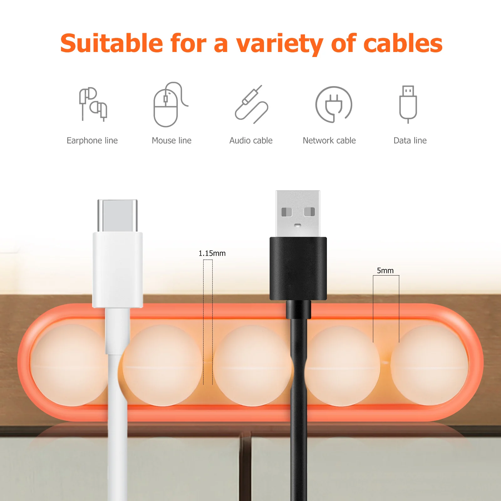 

3pcs Desktop Cable Organizer Wire Holder Cords Clamp Adhesive Back Feeling Oil Sprayed Dust Resistant Easy Clean