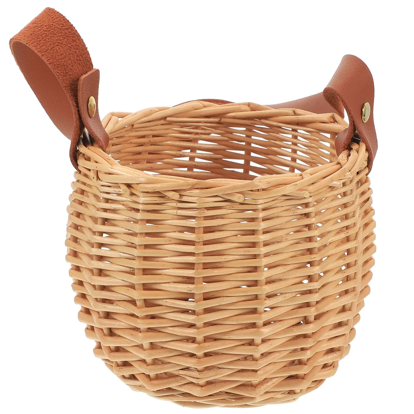 

Rattan Handheld Storage Small Woven Basket Picnic Home Children Handheld Basket Decor Flower Girls Portable Bamboo