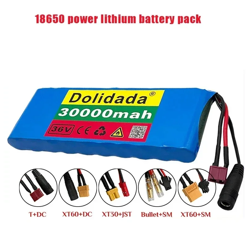 New 10S1P 18650 Power Lithium Battery Pack 36V Large Capacity 30Ah 20A Built-in BMS Suitable for Electric Bicycles and Scooters