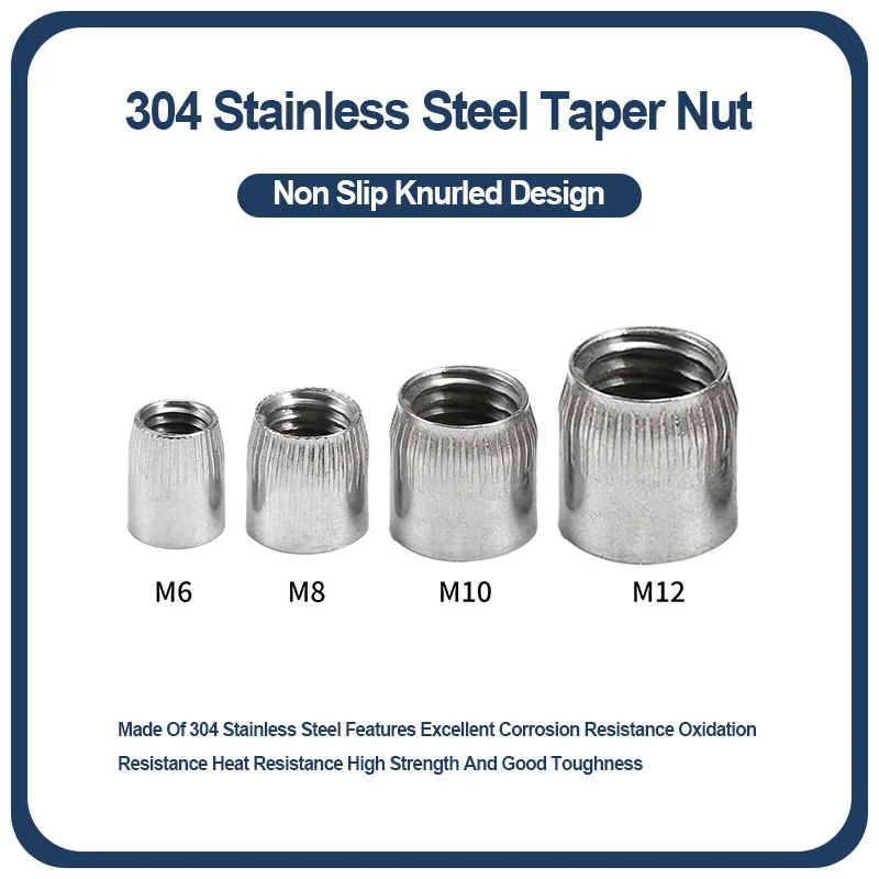 304 Stainless Steel Knurled Taper Expansion Anchor Nut Invisible Explosion Wall Plug For Concrete Brick Fixing M6 M8 M10 M12