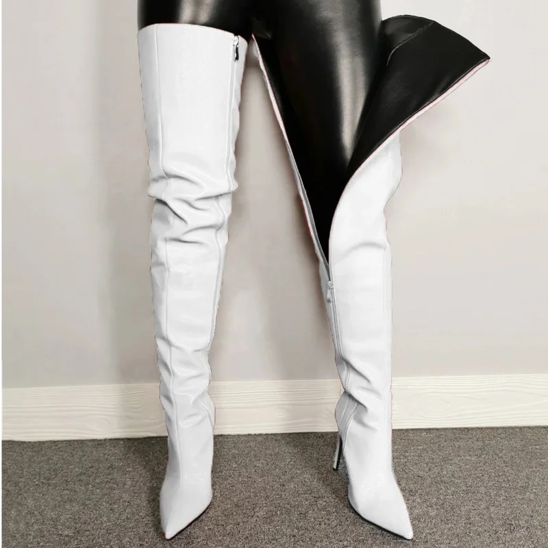 Sexy Thigh High Boots Shoes For Women High Heels Over The Knee Side Zipper Plus Size 34-43 Boots Female Autumn Winter