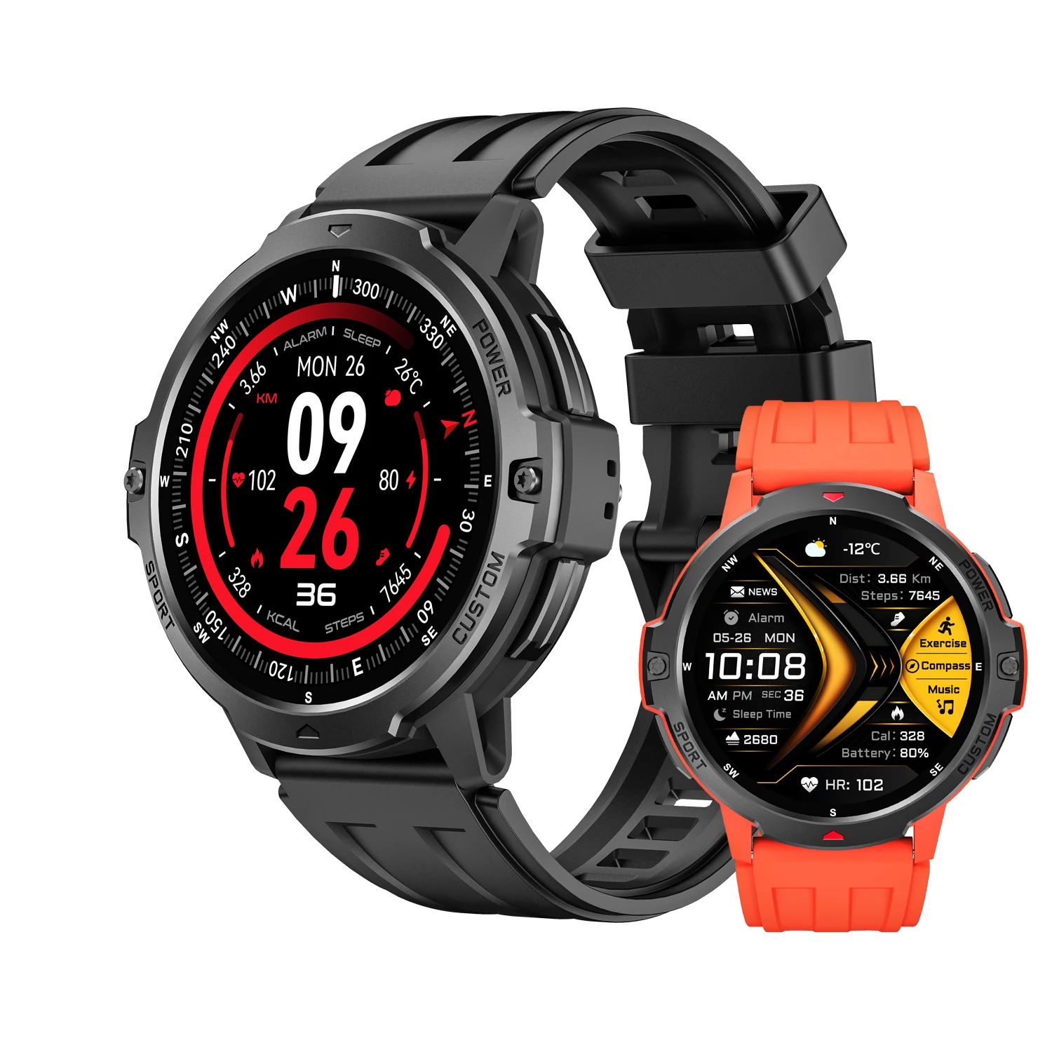 

C31 GPS Smart Watch Fitness Tracking Compass Barometric Altimeter 500mAh Battery 3ATM Outdoor sports Smartwatchs For Men