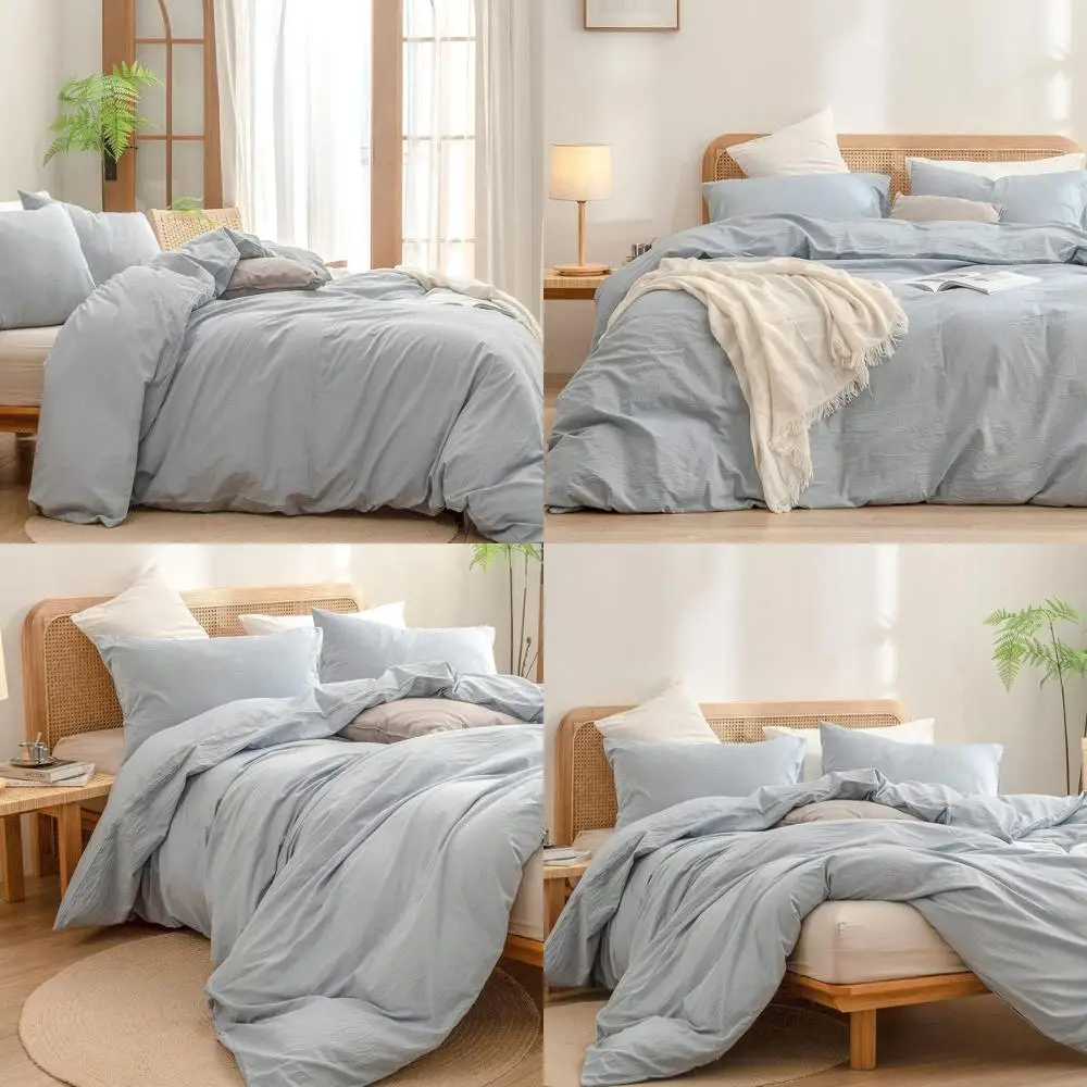 

Комплект постельного белья из 100% стираного хлопка и льна, очень мягкий, комфортный, шикарный, легкий, 3 предмета, для дома, королевский размер