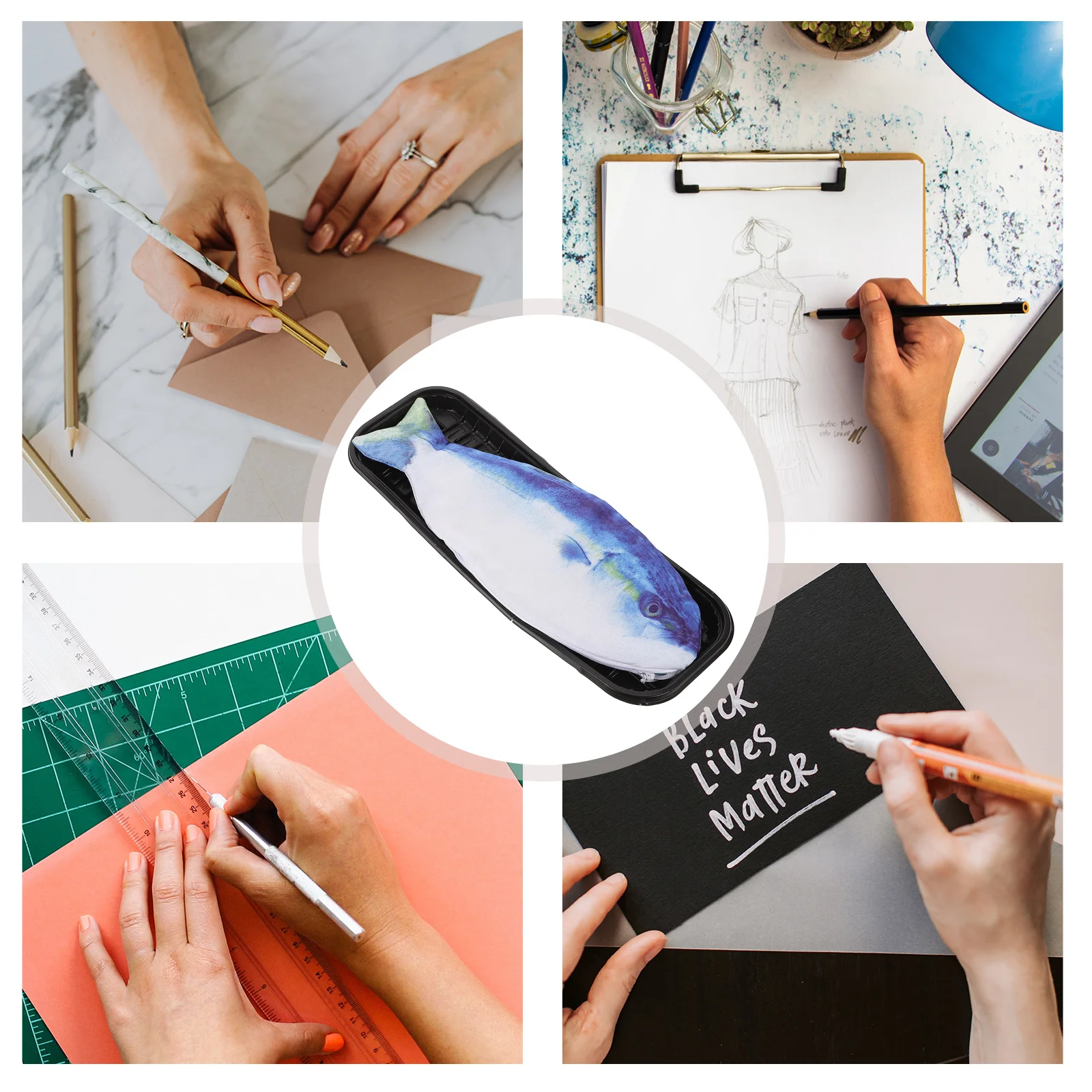 

Fish Shaped Pencil Bag Large Capacity Anti-Wear Stationery Organizer Portable Makeup Brush Pouch Kawaii Pen Case Cute Zipper