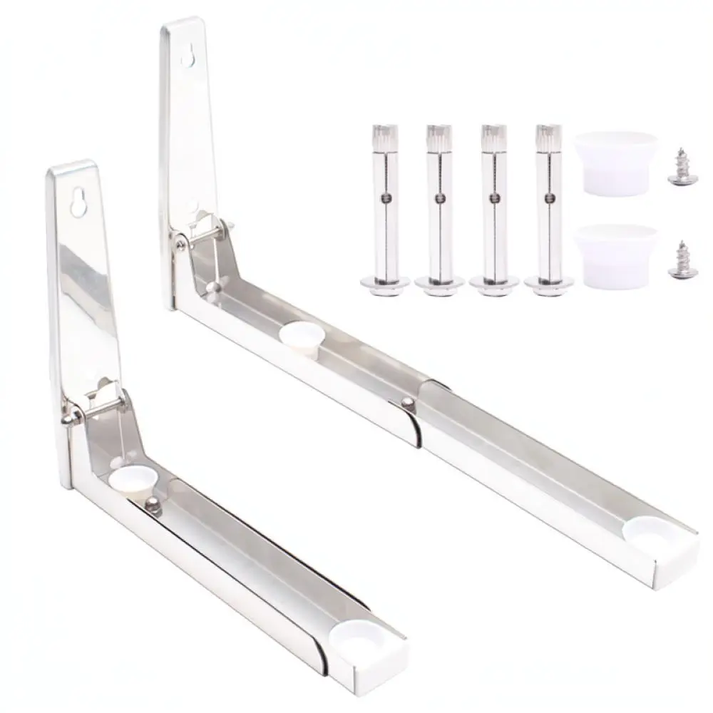 Retractable Microwave Oven Bracket Wall Mounted Stainless Steel Holder Foldable Storage Shelf Kitchen Organization Rack