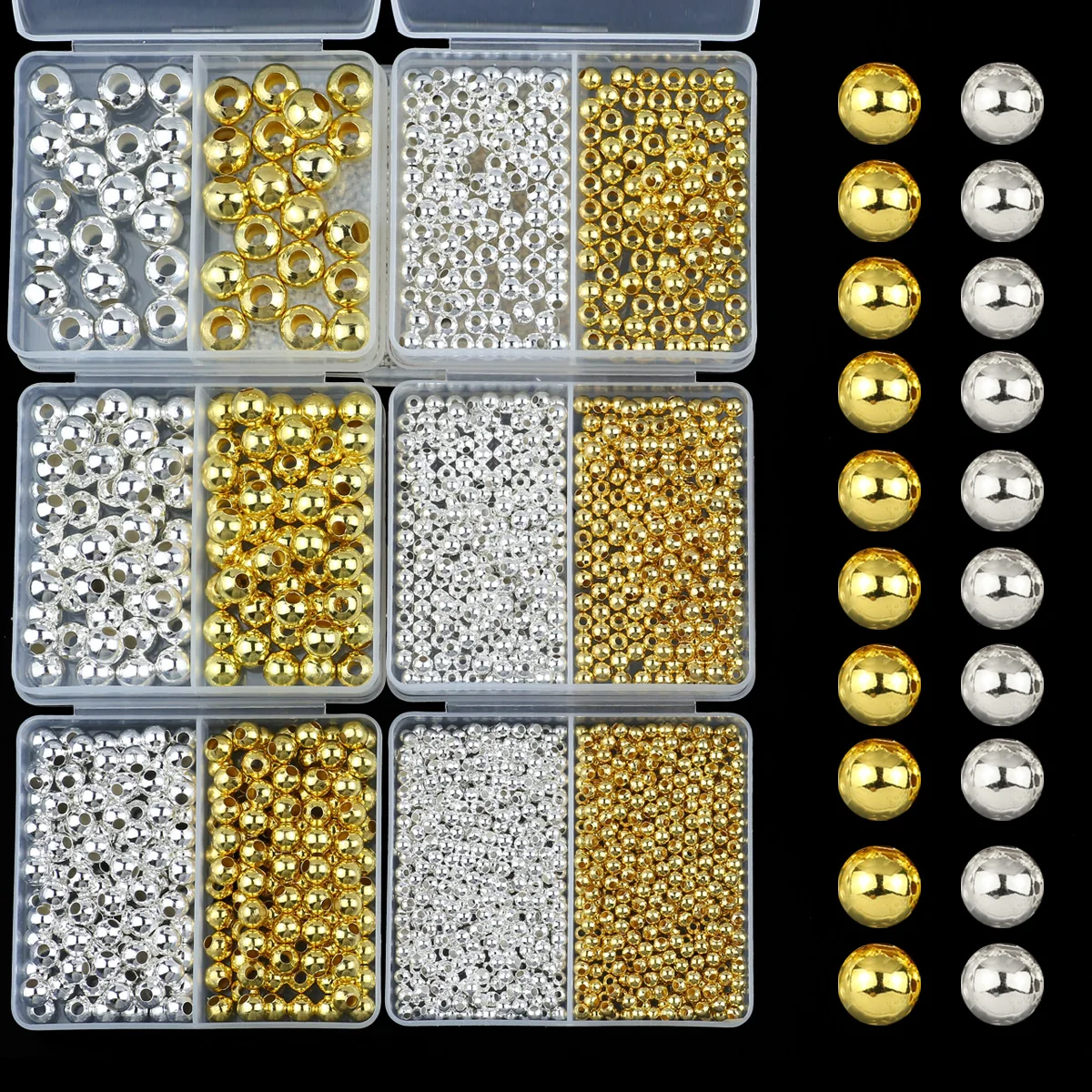 1 Box 2/3/4/5/6/8/10mm Metal Golden Plated Iron Beads Smooth Round Spacer Loose Beads For DIY Jewelry Making Bracelets Necklaces