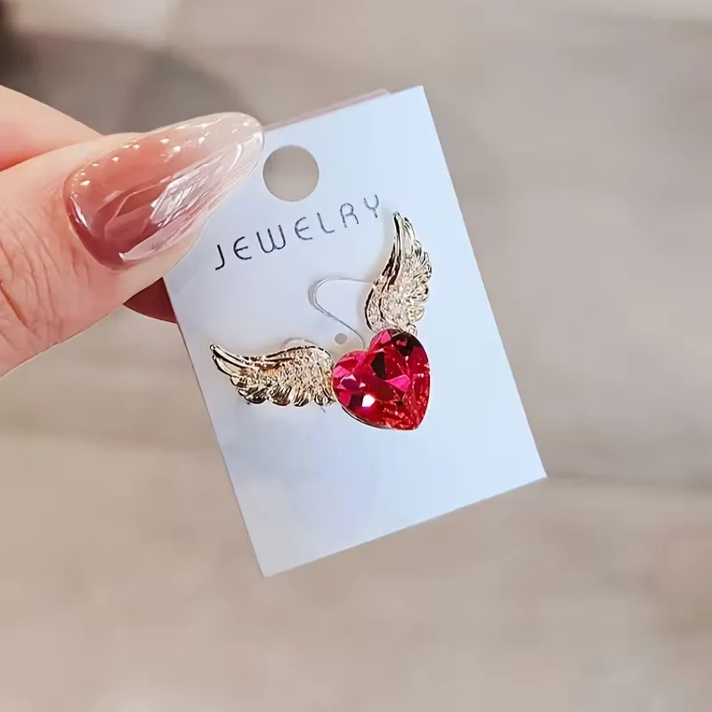 بروش على شكل قلب جناح الملاك، مصنوع من سبيكة، إكسسوار عصري