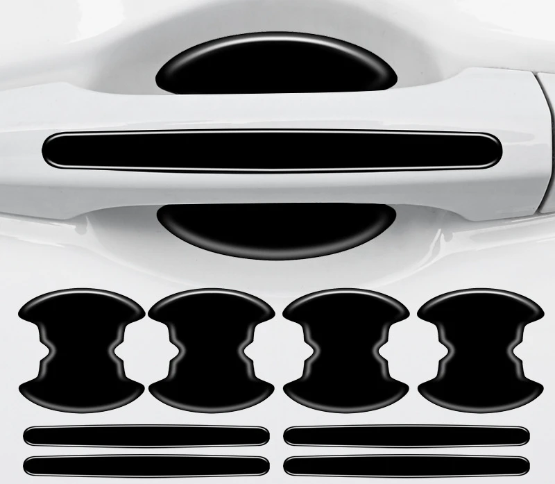 8PCS Black Car Door Handle Bowl Film Sticker Trim Accessories for Most Car, Truck, SUV