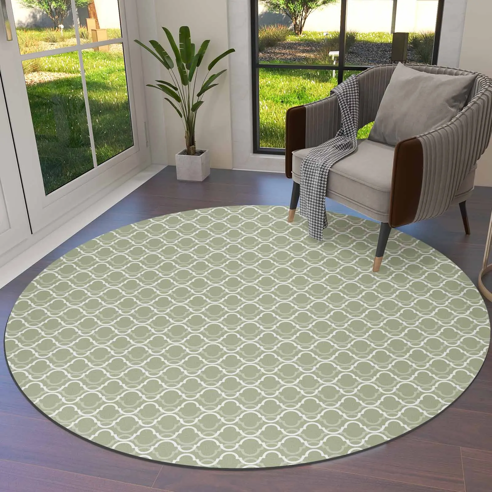 

Sage Green Morocco Round Area Rug Carpets For Living Room Large Mat Home Bedroom Kid Room Decoration