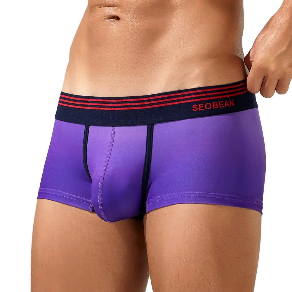 SEOBEAN Underwear New Arrivals Mens Boxers Briefs Gradient Color Underpants Boxershorts Sexy Low-waist Male Panties Boxer