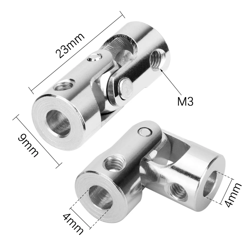4 Packs 4Mm To 4Mm Steel Universal Joint Cardan Coupling Connector, Rotatable Model DIY Motor Shaft Fitting Accessory