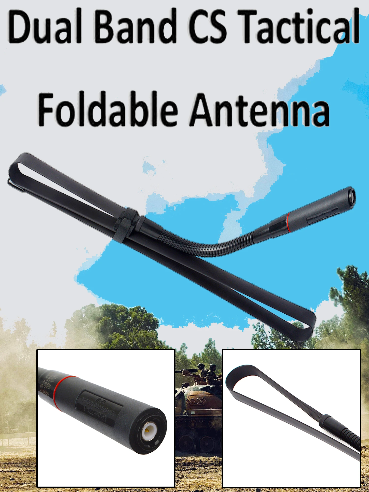 BNC Foldable Tactical CB Antenna 27MHz with Adjustable Gooseneck for Midland Cobra Uniden Handheld/Portable Two Way Radio