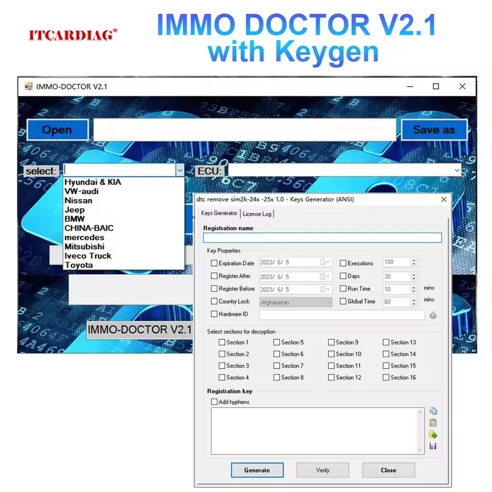 

2023 IMMO DOCTOR V2.1 MULTI BRAND With Unlimited KEYGEN Immo Off Immo Delete Software for sim2k MT38 ME 17.9.2 17.9.8 MED17.9.8