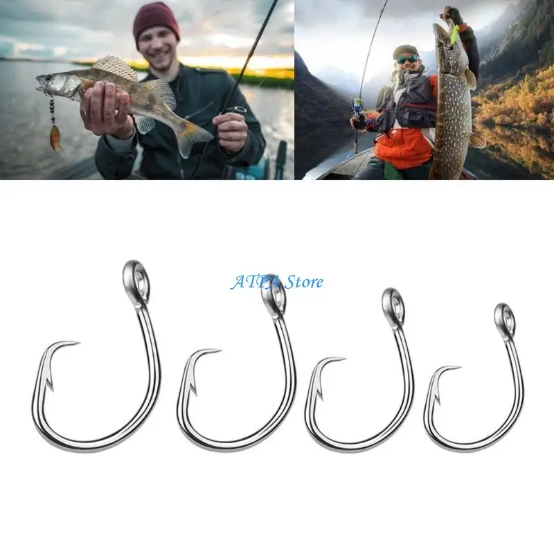 U13C 5Pcs Fishing Hooks Stainless Steel Big Game Hook for Freshwater Saltwater