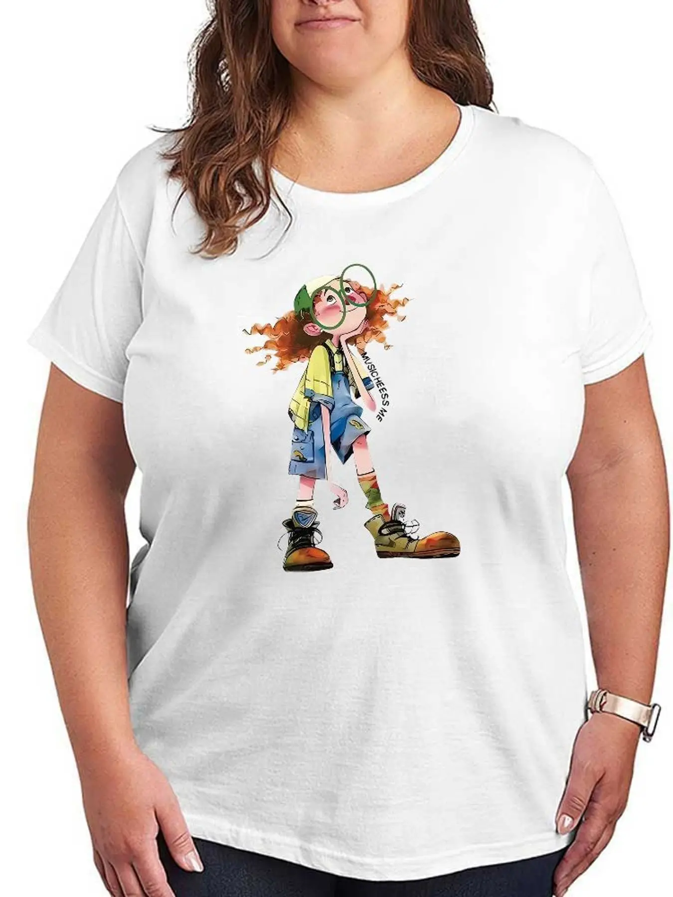 Cute Cartoon Girl Graphic T Shirt Women Fashion Casual Stretchy Oversized Short Sleeve Plus Size Tees Summer Soft Cotton Top Clothes