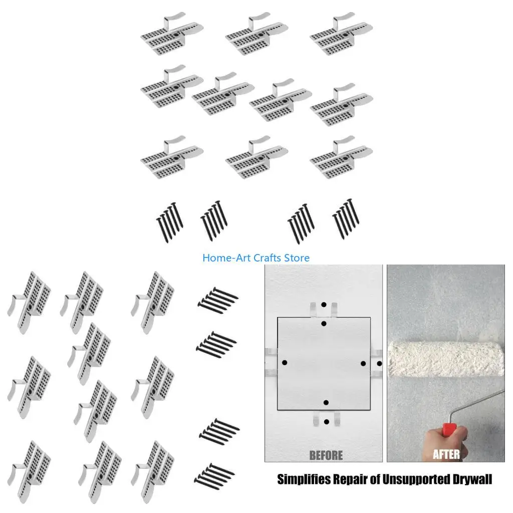 Y3NA 10Pcs High Strength Metal Wall Fasteners Clips Perfect For 1/2 5/8 Inch Plasterboard