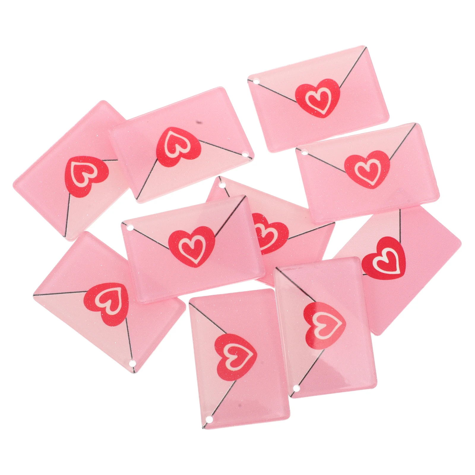 

10 Pcs Heart Envelope Pendant Charms Romantic Acrylic Lightweight Valentine Jewelry Craft Earring Necklace for Anniversary