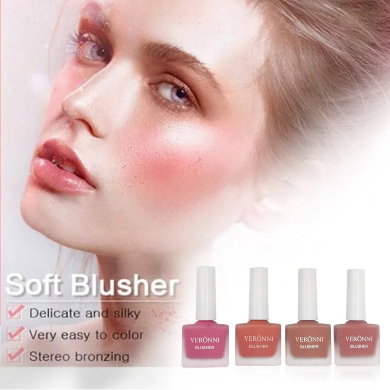 4色ブラッシャー チーク ルージュ シャイニー リキッドブラッシュ 防水 多用途 アイ＆リップ メイクアップ ブラッシュスティック エイビューティーツール 女性用