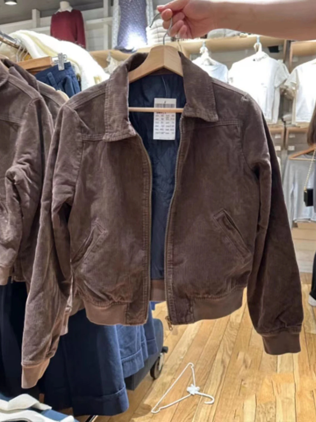 Vintage Brown Corduroy Cropped Jacket Woman Long Sleeve Turn Down Collar Short Coat Autumn Streetwear Y2k Outerwear 2023 Chic