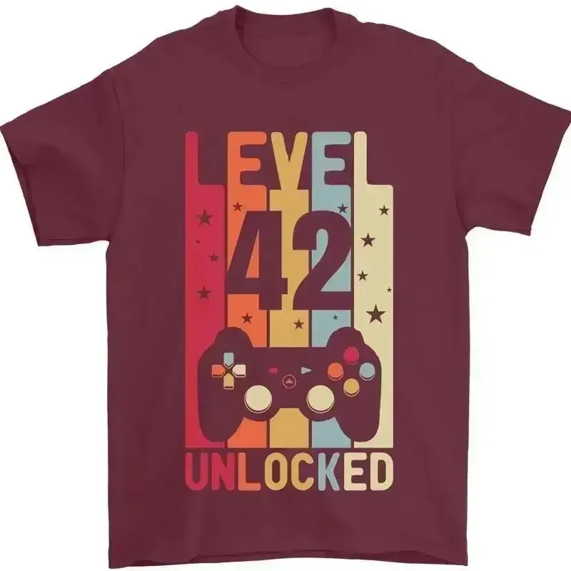 Men's 42 Year Old Birthday 42 Level Up Gaming 100% Cotton TShirt