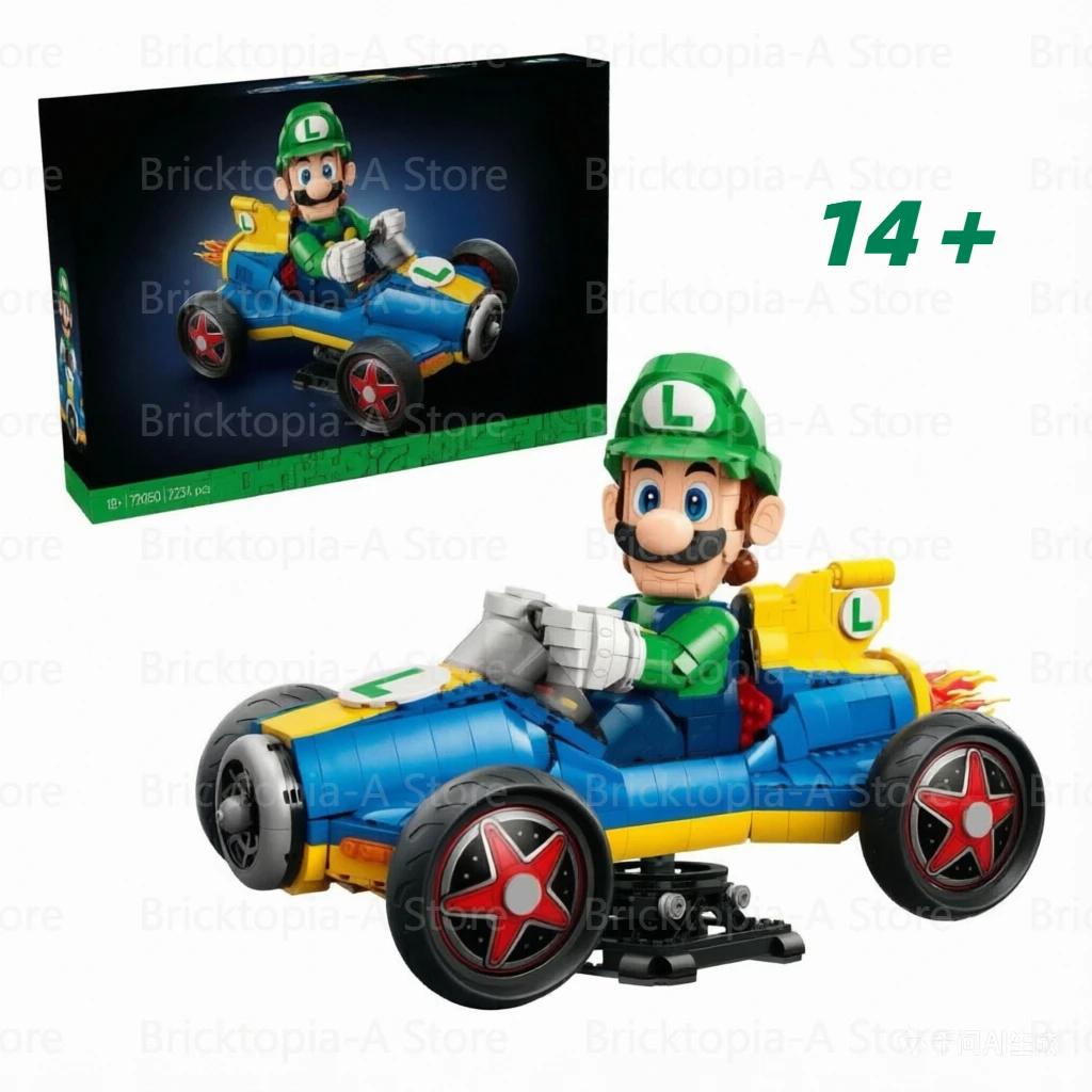 Nouvelle série de karts de course 2026 : Ensemble de blocs de construction Luigi G, jouet de construction de modèle de voiture de course DIY pour enfants et adultes
