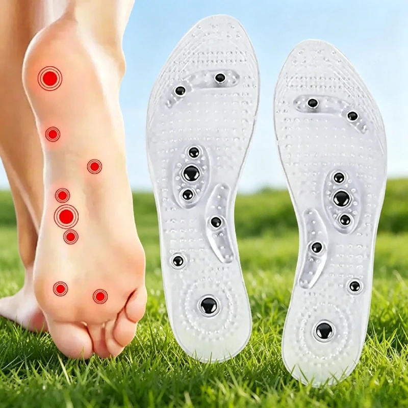 Semelles de massage magnétiques en silicone, inserts orthopédiques en gel pour chaussures, soutien de la voûte plantaire, thérapie des pieds, soulagement de la douleur, coussinets de soin
